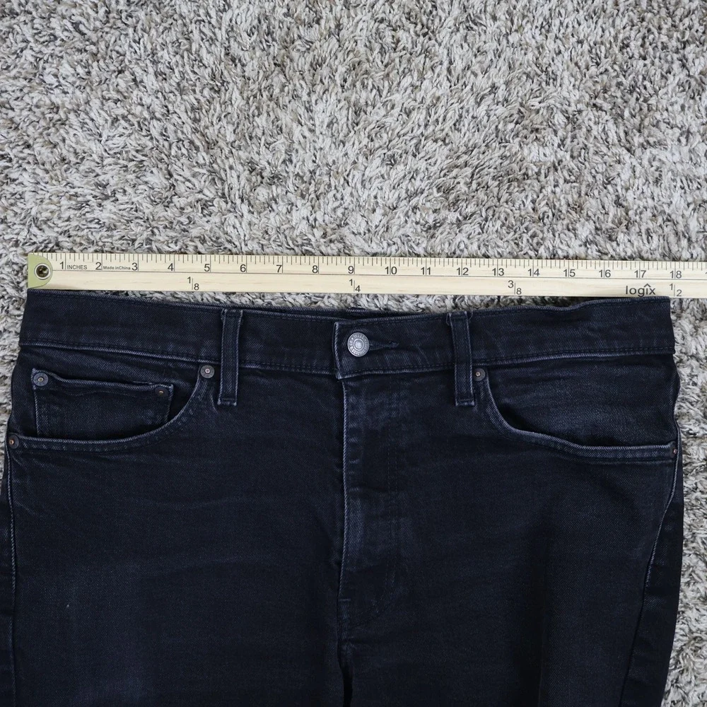 Levis‎ Premium 511 Slim Fit Jeans 36x32 Black Denim Stretch Casual Mens Pants